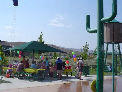 Covered pavilion at Melio Gaspari Splash Park.
