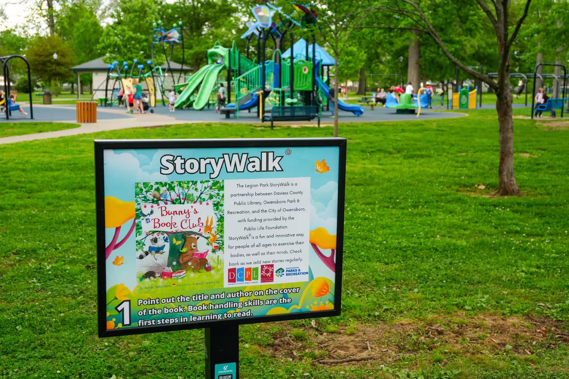 Legion Park in Owensboro with family walking areas and amenities near the spray park.