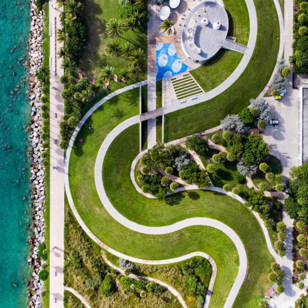 Additional aerial view of South Pointe Park.